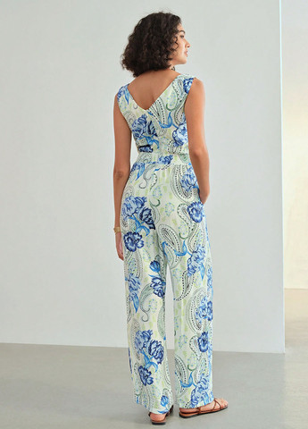 Комбинезон SHEIN комбинезон-брюки цветочный белый кэжуал вискоза