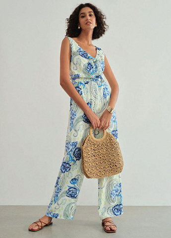 Комбинезон SHEIN комбинезон-брюки цветочный белый кэжуал вискоза