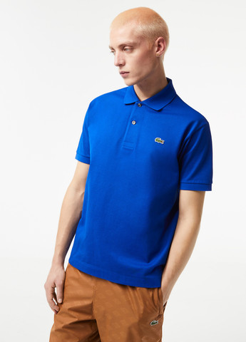 Синяя футболка-поло для мужчин Lacoste с логотипом
