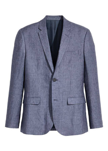 Піджак H&M однобортний меланж темно-синій кежуал льон