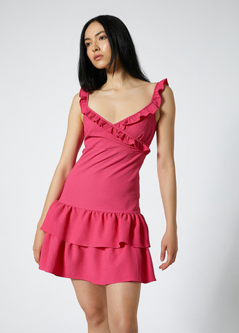 Розовое кэжуал платье на запах KOTON однотонное