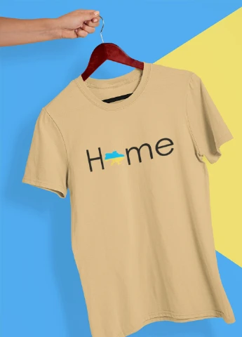 Песочная футболка мужская песочная с принтом "home" Maybel