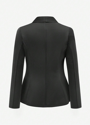 Черный женский жакет SHEIN однотонный - демисезонный