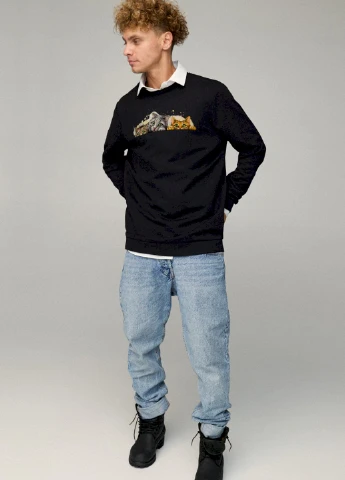 Чорний свитшот мужской oversize /no flis/ YAPPI малюнок (254557643)