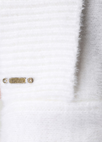 Ангоровый теплный зимний женский капор с отворотом 442007 DeMari Капор однотонный белый кэжуал ангора