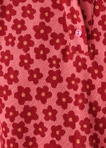Розовая женская футболка-поло KOTON с цветочным принтом