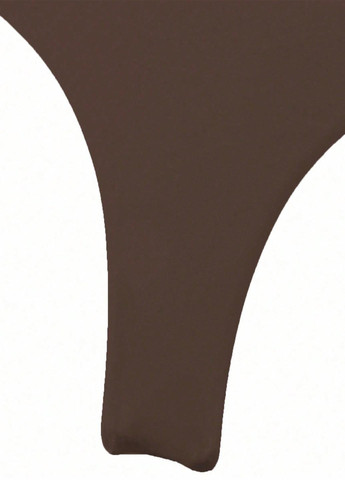 Коричневые купальные трусики однотонные SHEIN