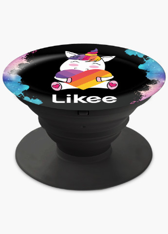 Попсокет (Popsockets) держатель для смартфона Лайк Единорог (Likee Unicorn) (8754-1037) Черный MobiPrint (216748334)