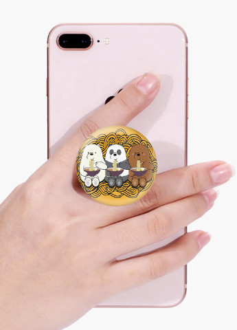 Попсокет (Popsockets) тримач для смартфону Вся правда про ведмедів (We Bare Bears) (8754-2897) Чорний MobiPrint (229014721)