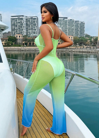 Комбинезон SHEIN комбинезон-брюки однотонный комбинированный пляжный полиэстер