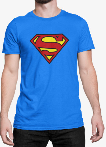 Синя футболка чоловіча синя з принтом "superman" Maybel