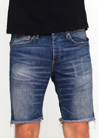 Шорты H&M однотонные тёмно-синие джинсовые