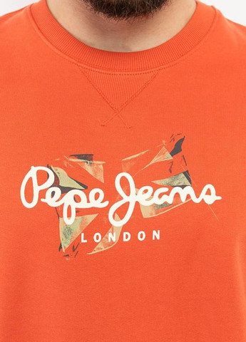 Світшот Pepe Jeans London - Прямий крій логотип помаранчевий кежуал бавовна - (302147040)