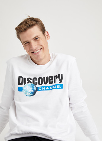Discovery Channel DeFacto - Прямой крой белый кэжуал хлопок, трикотаж - (207899817)