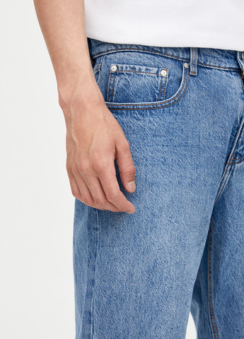Голубые демисезонные прямые джинсы Pull&Bear