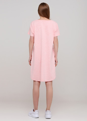 Светло-розовое повседневный повседневное хлопковое эластичное розовое меланж платье-футболка, рубашка Melgo меланжевое