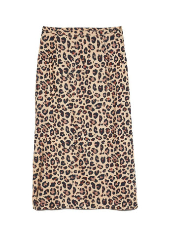 Светло-коричневая кэжуал леопардовая юбка Stradivarius карандаш