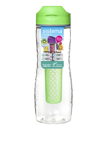 Пляшка для води з дифузором 0,8 л Sistema однотонна зелена