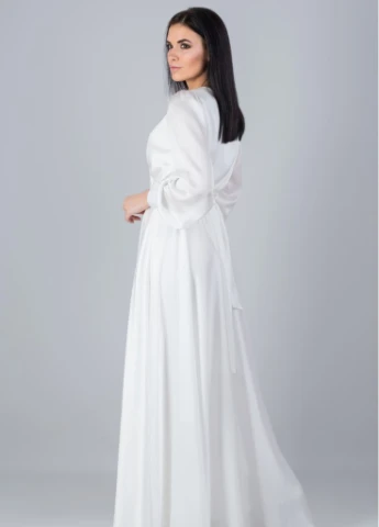 Білий вечірня плаття з спідницею-сонце, а-силует FashionYouWant однотонна