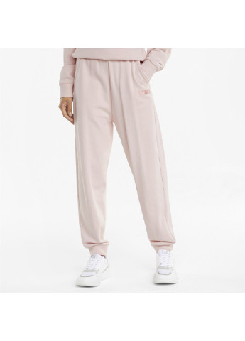 Штани HER High Waist Women's Sweatpants Puma однотонні рожеві спортивні бавовна, еластан