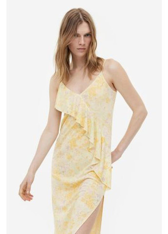 Світло-жовтий кежуал сукня сукня-комбінація H&M з квітковим принтом