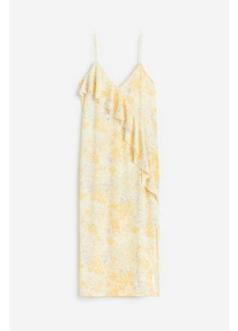 Світло-жовтий кежуал сукня сукня-комбінація H&M з квітковим принтом