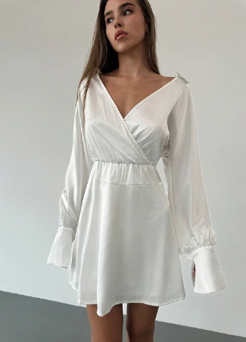 Білий коктейльна сукня кльош SHEIN однотонна
