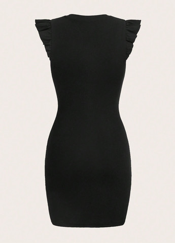 Черное кэжуал платье футляр SHEIN однотонное