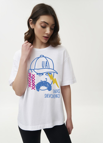 Біла літня футболка жіноча оверсайз шевченко KASTA design