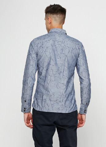 Синяя кэжуал рубашка с абстрактным узором Anerkjendt с длинным рукавом