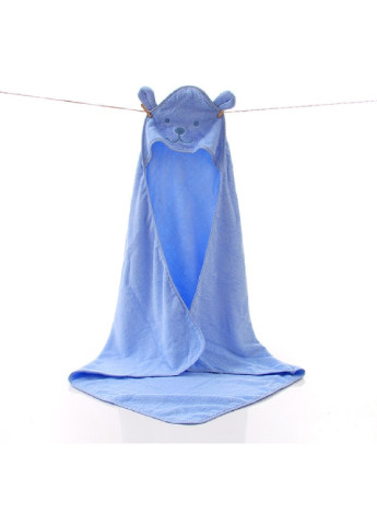 Unbranded рушник з капюшоном дитячий банний плед куточок конверт для купання 90х90 см (473206-prob) синє однотонний синій виробництво -