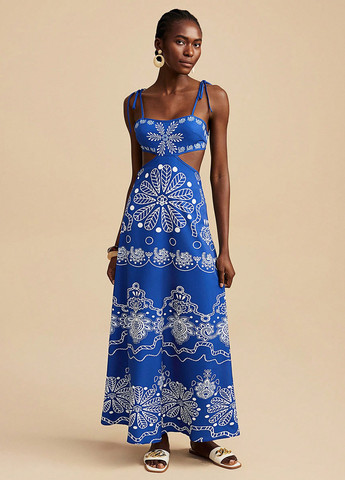 Синее кэжуал платье а-силуэт SHEIN с рисунком