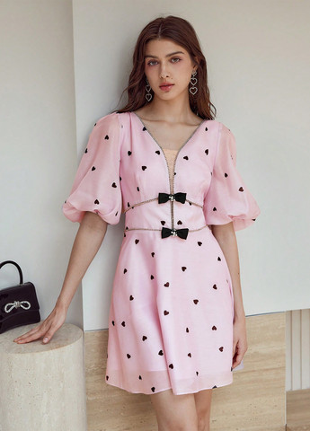 Рожева святковий сукня кльош SHEIN сердечка