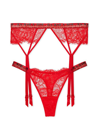 Красный демисезонный комплект (трусики, пояс для чулок) Victoria's Secret