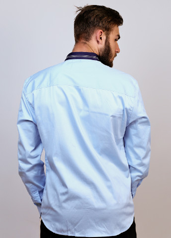 Голубой кэжуал рубашка New Way с длинным рукавом