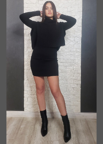 Чорний зимній комплект (сукня, жилет) MC Lorene
