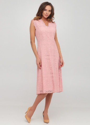 Светло-розовое коктейльное платье клеш The J. Peterman Company однотонное