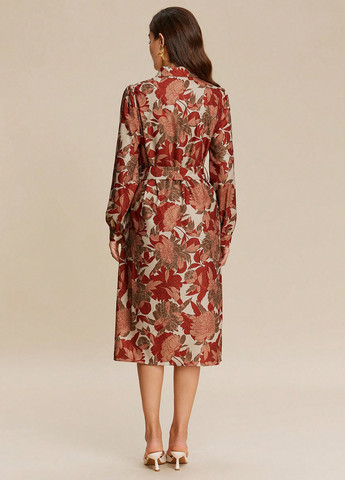 Комбинированное кэжуал платье а-силуэт SHEIN с цветочным принтом