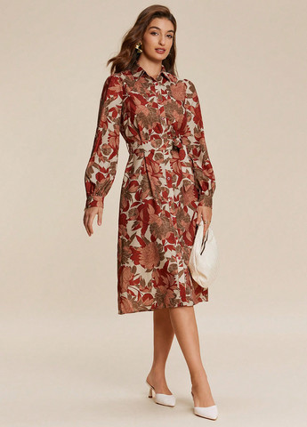 Комбинированное кэжуал платье а-силуэт SHEIN с цветочным принтом