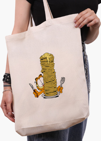 Эко сумка шоппер белая Гарфилд (Garfield) (9227-2042-WTD) Еко сумка шоппер біла 41*39*8 см MobiPrint (215977388)