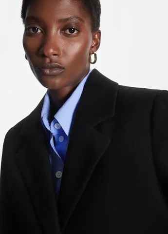 Черное демисезонное Пальто однобортное Cos