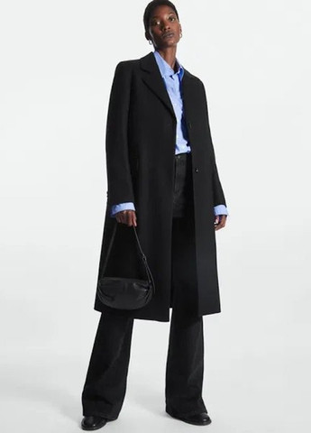 Черное демисезонное Пальто однобортное Cos