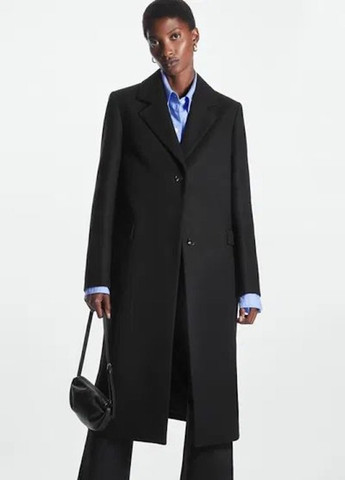 Черное демисезонное Пальто однобортное Cos