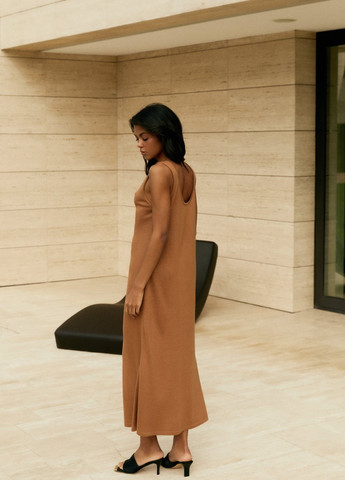 Светло-коричневое кэжуал платье Gepur однотонное