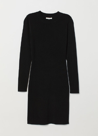 Чорна кежуал сукня футляр, сукня светр H&M однотонна