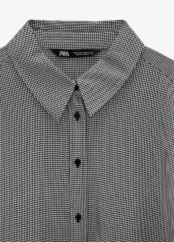 Черно-белая кэжуал рубашка с геометрическим узором Zara