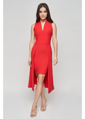 Красное коктейльное платье аврора со шлейфом, футляр BYURSE однотонное