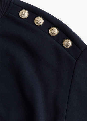 Темно-синий свитшот H&M однотонный пуговицы (362622307)