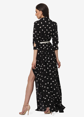 Черно-белое кэжуал платье на запах Lila Kass с абстрактным узором
