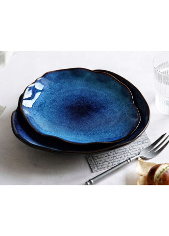 Тарелка закусочная фигурная 6492 21.7 см синяя No Brand (253543676)